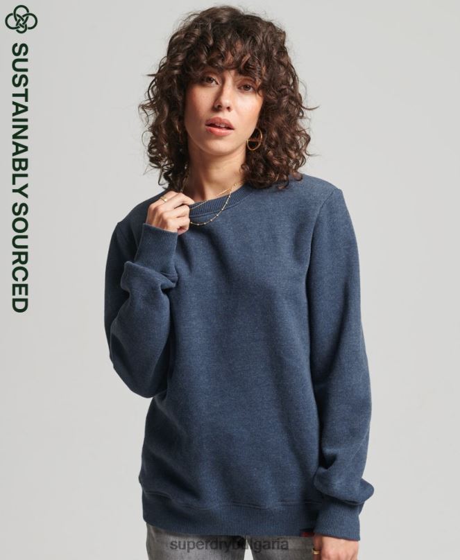 Superdry облекло N00H5769 военноморски флот Жени ретро суичър с лого от органичен памук