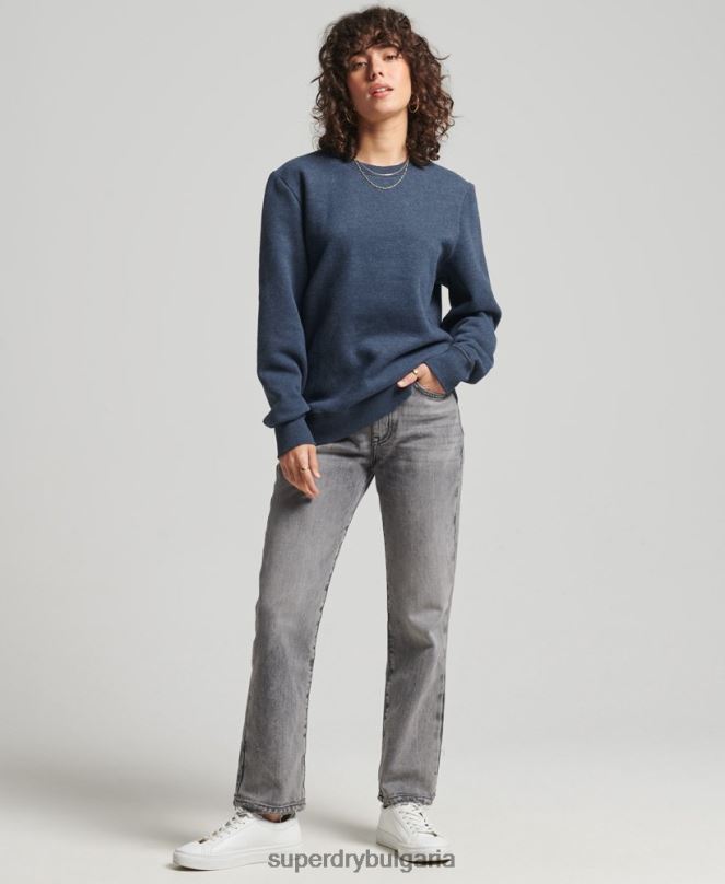 Superdry облекло N00H5769 военноморски флот Жени ретро суичър с лого от органичен памук