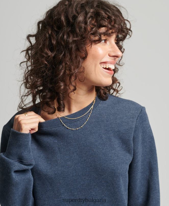 Superdry облекло N00H5769 военноморски флот Жени ретро суичър с лого от органичен памук