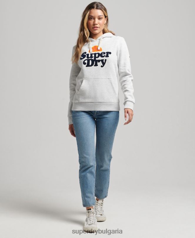 Superdry облекло N00H5770 светло сив Жени ретро купър носталгия качулка