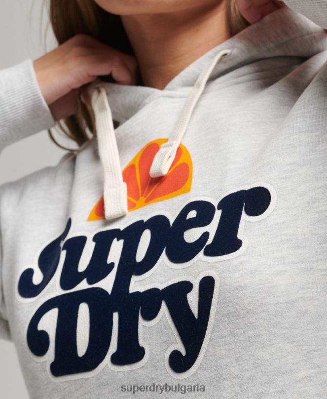 Superdry облекло N00H5770 светло сив Жени ретро купър носталгия качулка