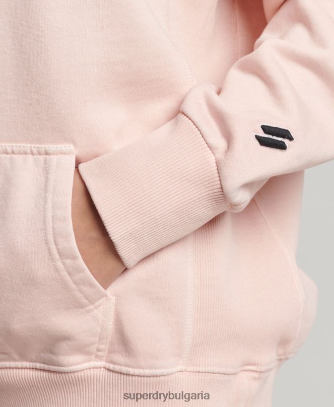 Superdry облекло N00H5775 розово Жени кодово лого на дреха боядисана голяма качулка