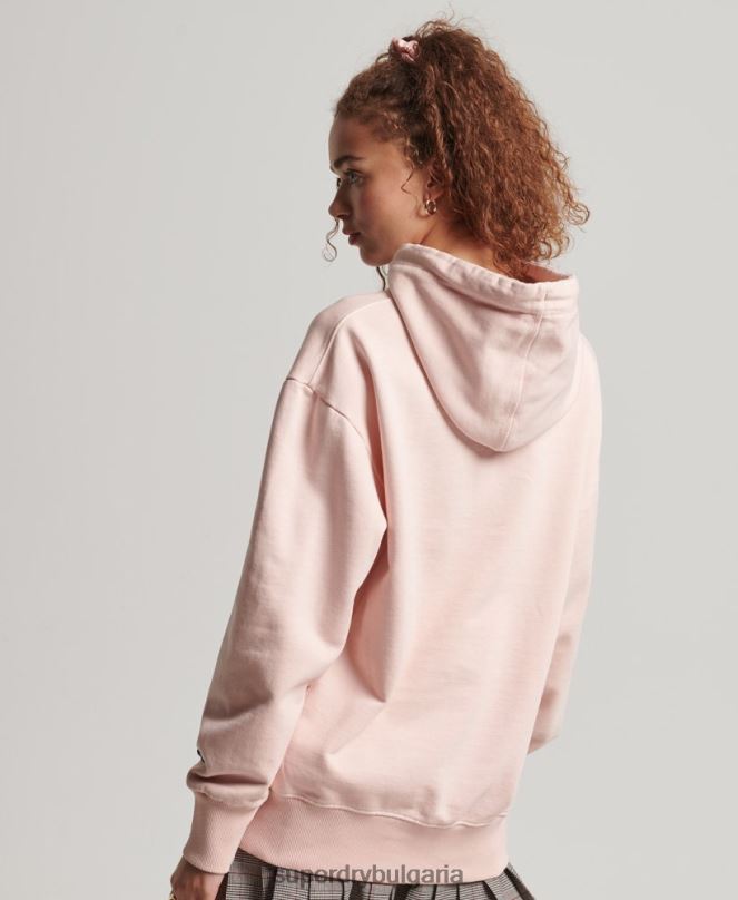 Superdry облекло N00H5775 розово Жени кодово лого на дреха боядисана голяма качулка