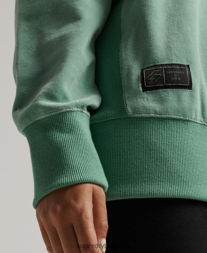 Superdry облекло N00H5776 зелено Жени код s лого велур голям екипаж