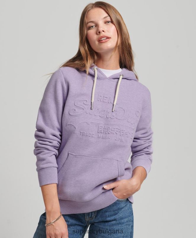 Superdry облекло N00H5777 лилаво Жени суичър с релефно графично лого