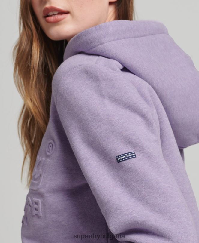 Superdry облекло N00H5777 лилаво Жени суичър с релефно графично лого
