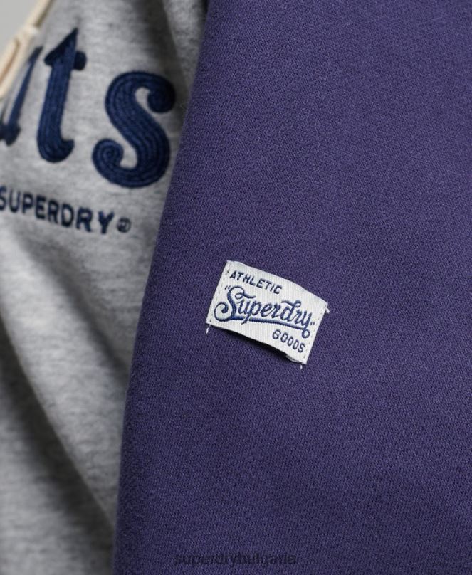 Superdry облекло N00H5778 сиво Жени реколта колегиален реглан качулка