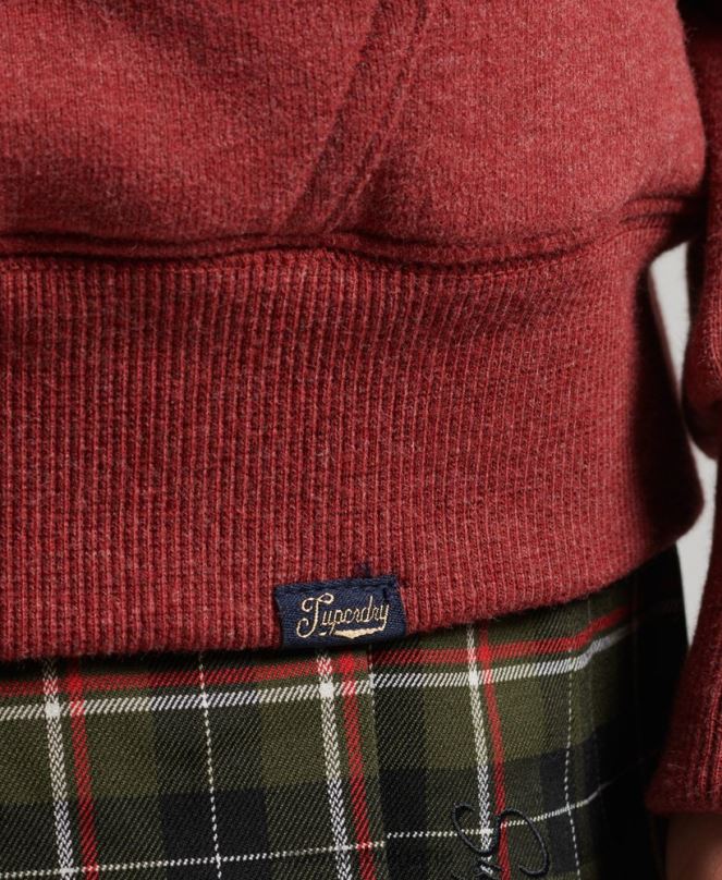 Superdry облекло N00H5779 червен Жени есенциална суичър с качулка с цип с подплата