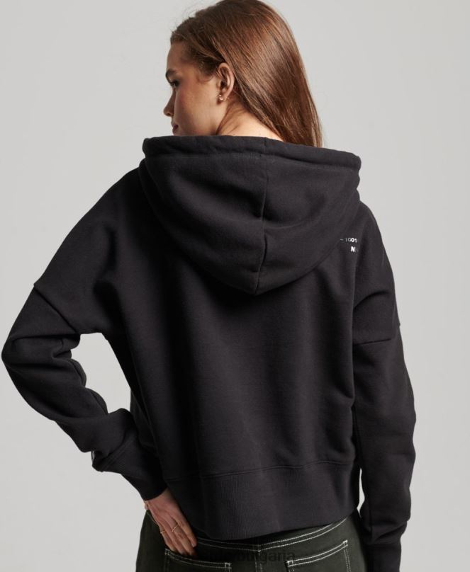 Superdry облекло N00H5780 черен Жени суичър с качулка от фолио с независимо лого