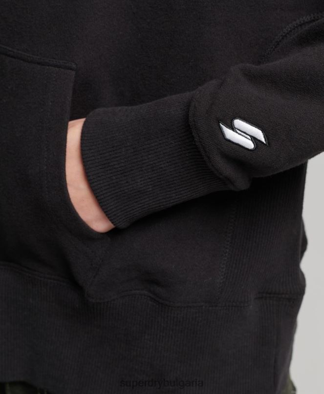 Superdry облекло N00H5780 черен Жени суичър с качулка от фолио с независимо лого