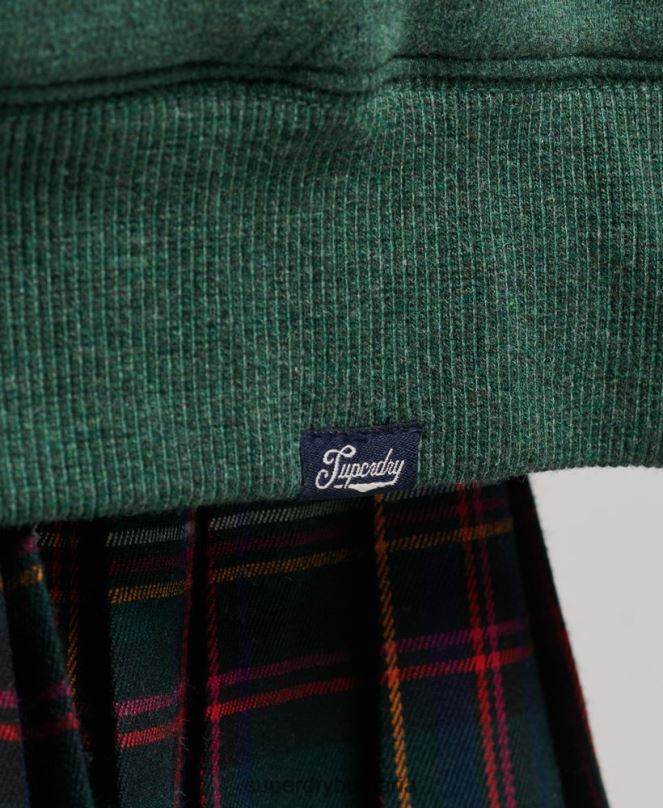 Superdry облекло N00H5782 зелено Жени есенциална суичър с качулка с цип с подплата