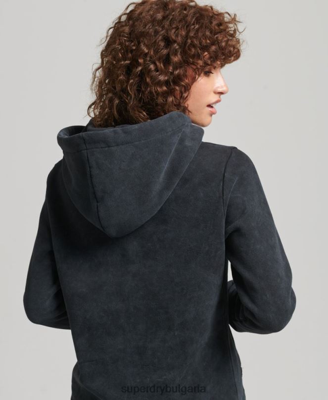 Superdry облекло N00H5783 черен Жени марка метална качулка