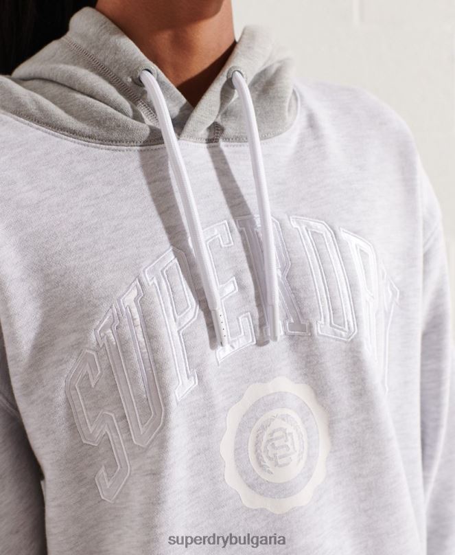 Superdry облекло N00H5784 светло сив Жени голям суичър с университетска арка