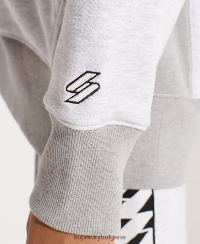 Superdry облекло N00H5784 светло сив Жени голям суичър с университетска арка