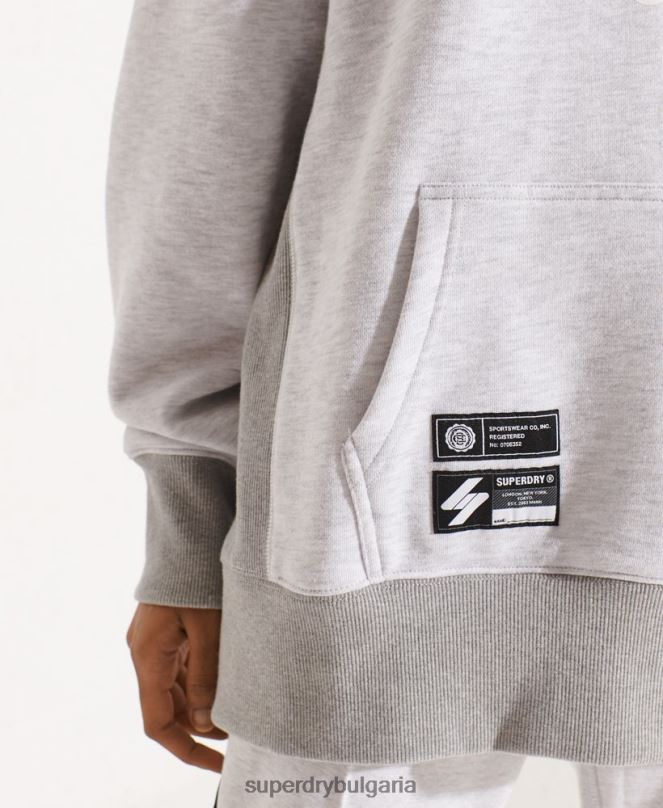 Superdry облекло N00H5784 светло сив Жени голям суичър с университетска арка