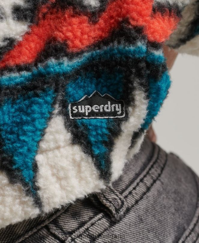 Superdry облекло N00H5785 мулти Жени горна част от полар с щампа с половин цип