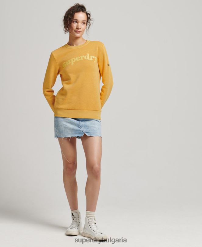 Superdry облекло N00H5786 злато Жени класически суичър с лого от 70-те на Cooper