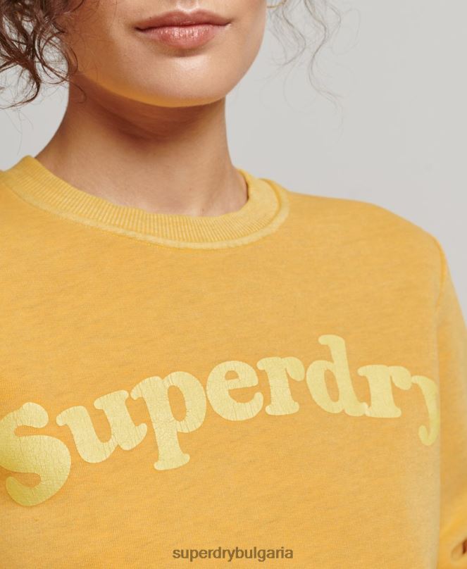 Superdry облекло N00H5786 злато Жени класически суичър с лого от 70-те на Cooper