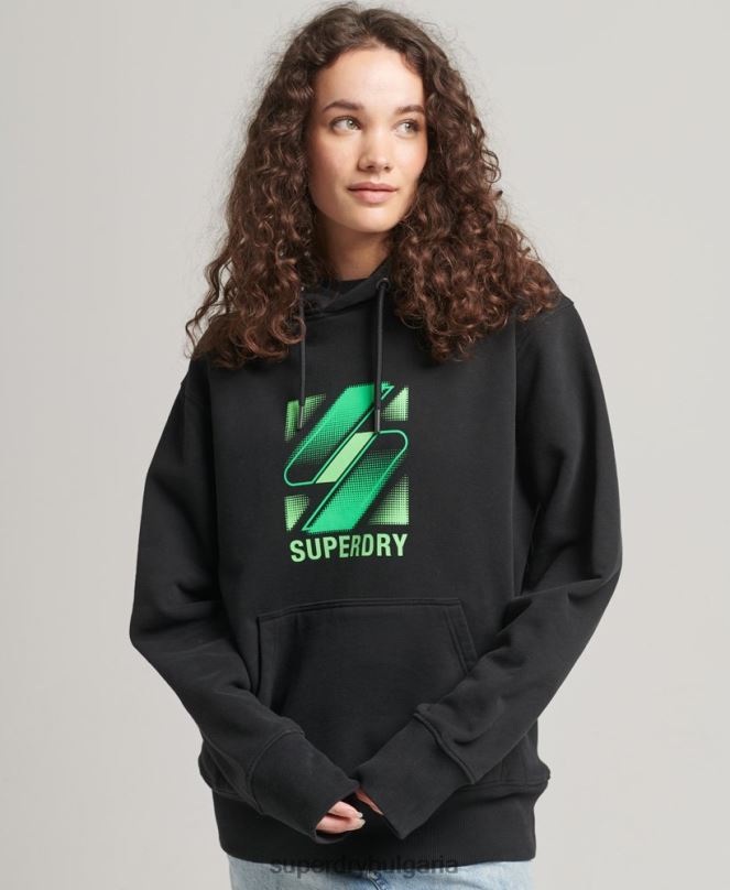 Superdry облекло N00H5791 черен Жени голям суичър с полутоново лого с код