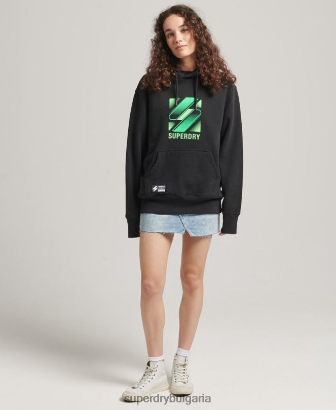 Superdry облекло N00H5791 черен Жени голям суичър с полутоново лого с код
