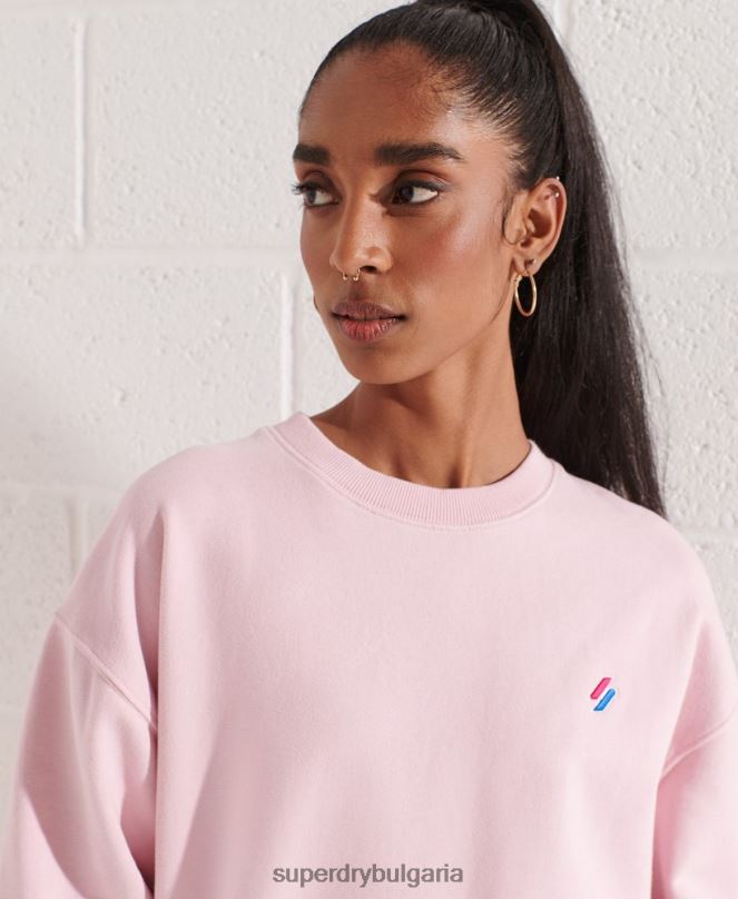 Superdry облекло N00H5792 розово Жени суитшърт от органичен памук