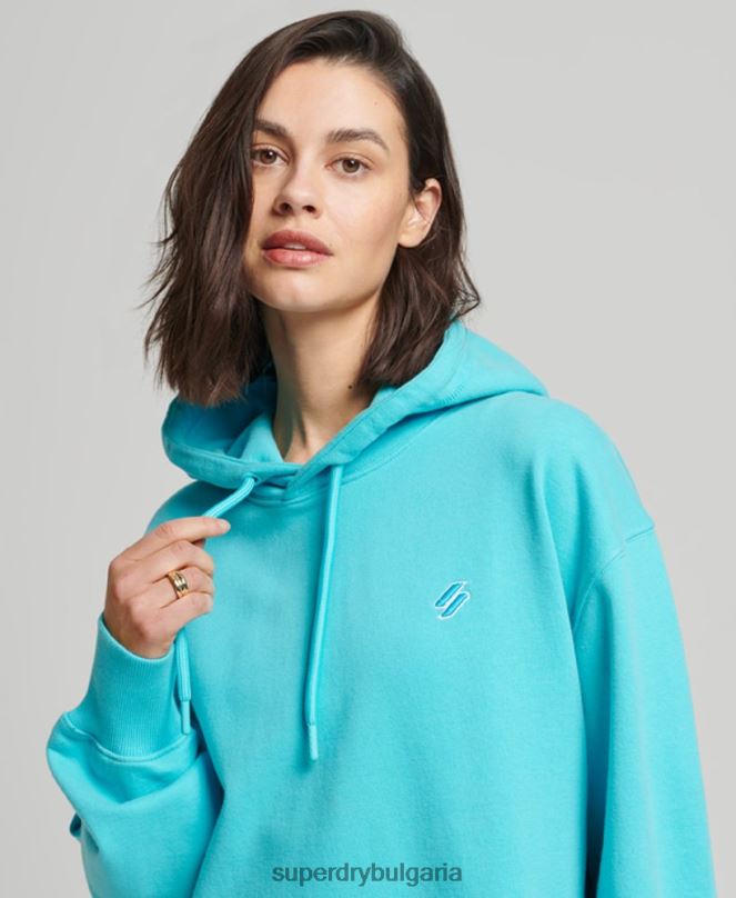 Superdry облекло N00H5796 тюркоаз Жени код есенциален голям суичър с качулка