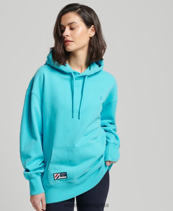 Superdry облекло N00H5796 тюркоаз Жени код есенциален голям суичър с качулка