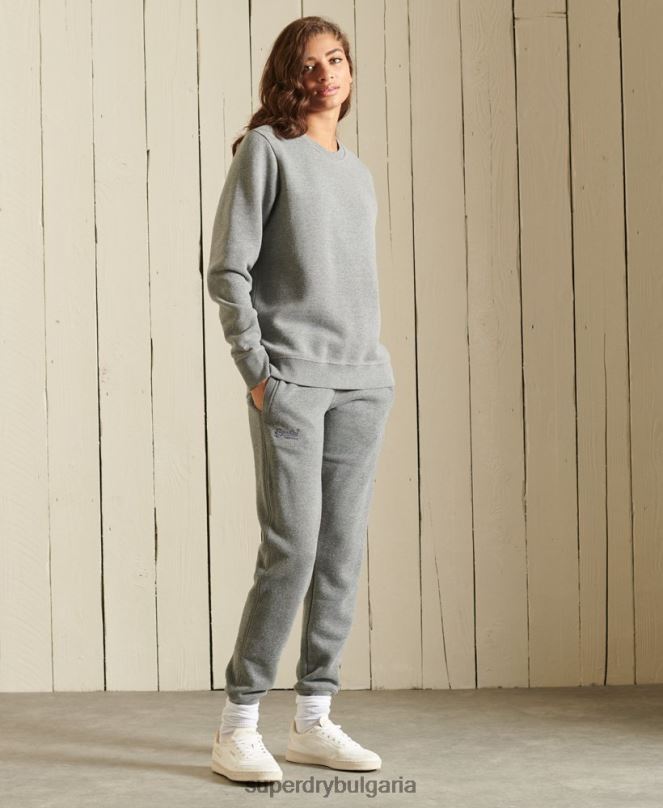 Superdry облекло N00H5798 сиво Жени ретро суичър с лого от органичен памук