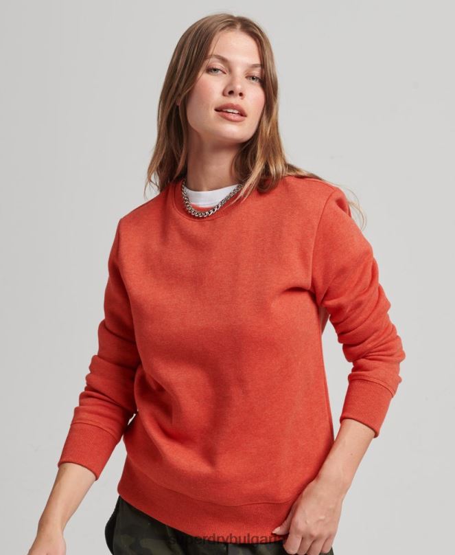 Superdry облекло N00H5799 оранжево Жени органичен памук есенциален лого екипаж суичър