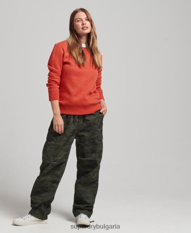 Superdry облекло N00H5799 оранжево Жени органичен памук есенциален лого екипаж суичър