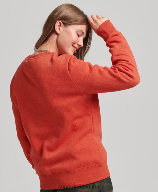 Superdry облекло N00H5799 оранжево Жени органичен памук есенциален лого екипаж суичър