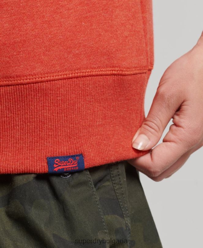 Superdry облекло N00H5799 оранжево Жени органичен памук есенциален лого екипаж суичър