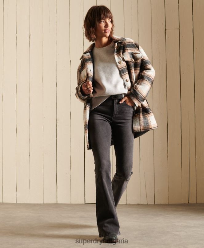 Superdry облекло N00H5800 светло сив Жени ретро суичър с лого от органичен памук