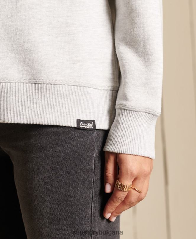 Superdry облекло N00H5800 светло сив Жени ретро суичър с лого от органичен памук
