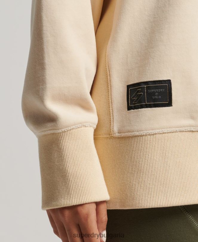 Superdry облекло N00H5805 сметана Жени код s лого велур голям екипаж