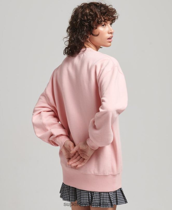 Superdry облекло N00H5808 розово Жени наследствен голям бродиран суичър на екипажа