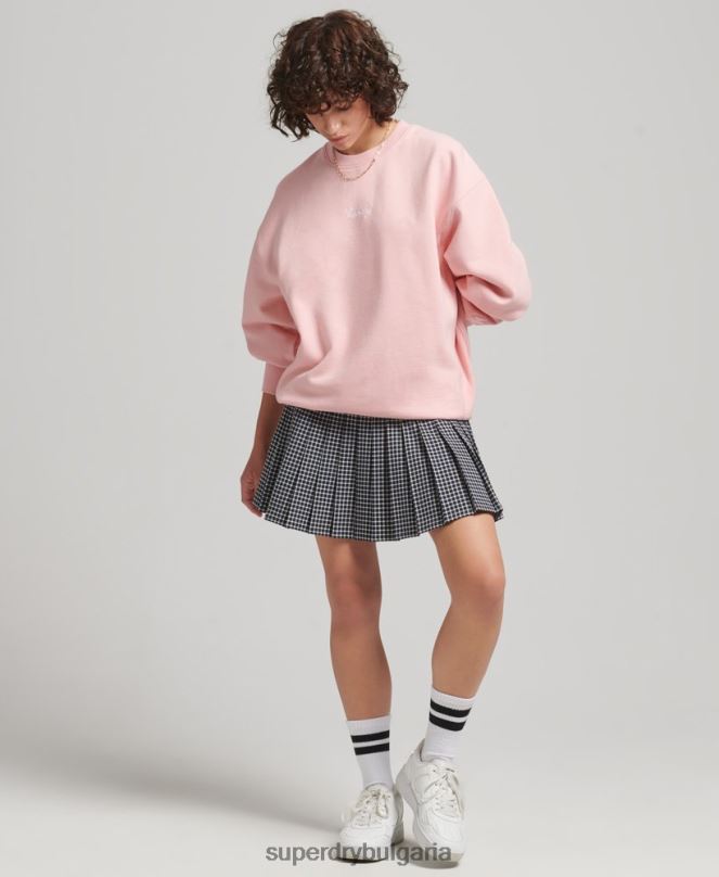 Superdry облекло N00H5808 розово Жени наследствен голям бродиран суичър на екипажа