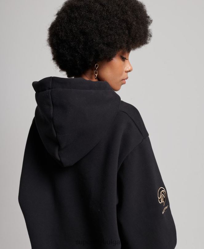 Superdry облекло N00H5811 черен Жени реколта университетска качулка