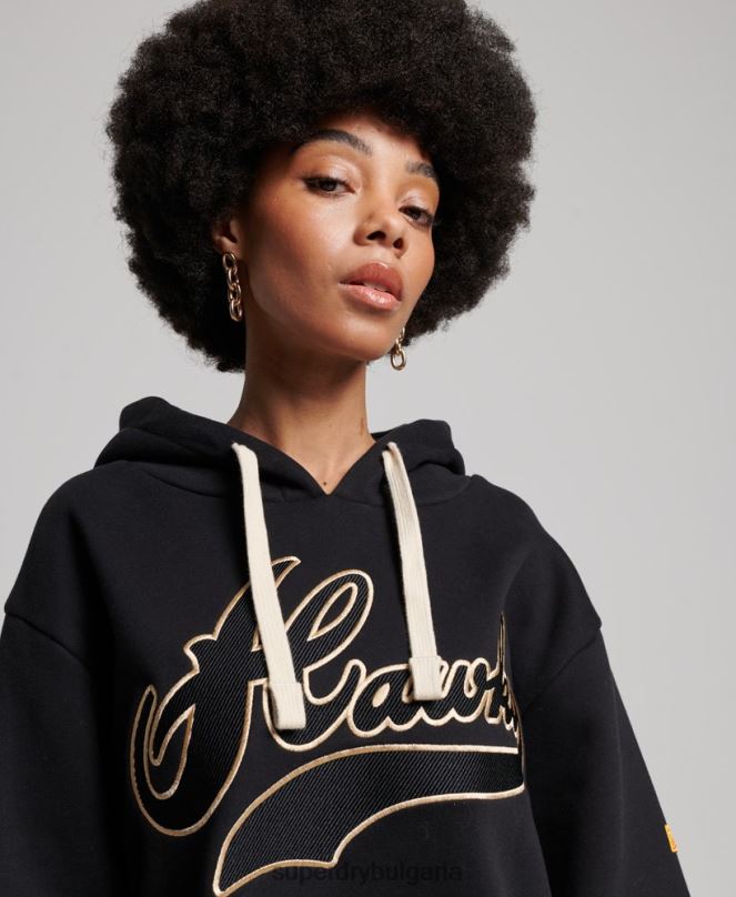 Superdry облекло N00H5811 черен Жени реколта университетска качулка