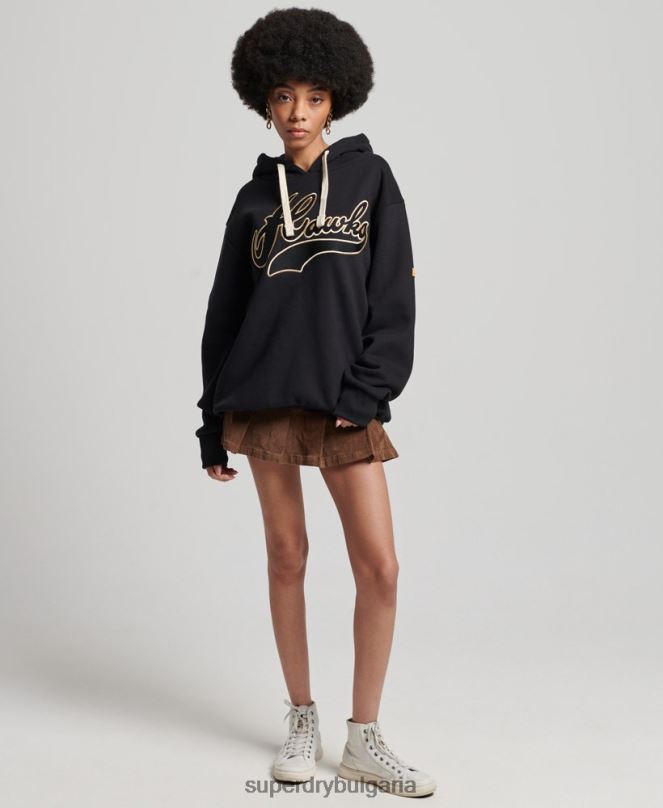 Superdry облекло N00H5811 черен Жени реколта университетска качулка