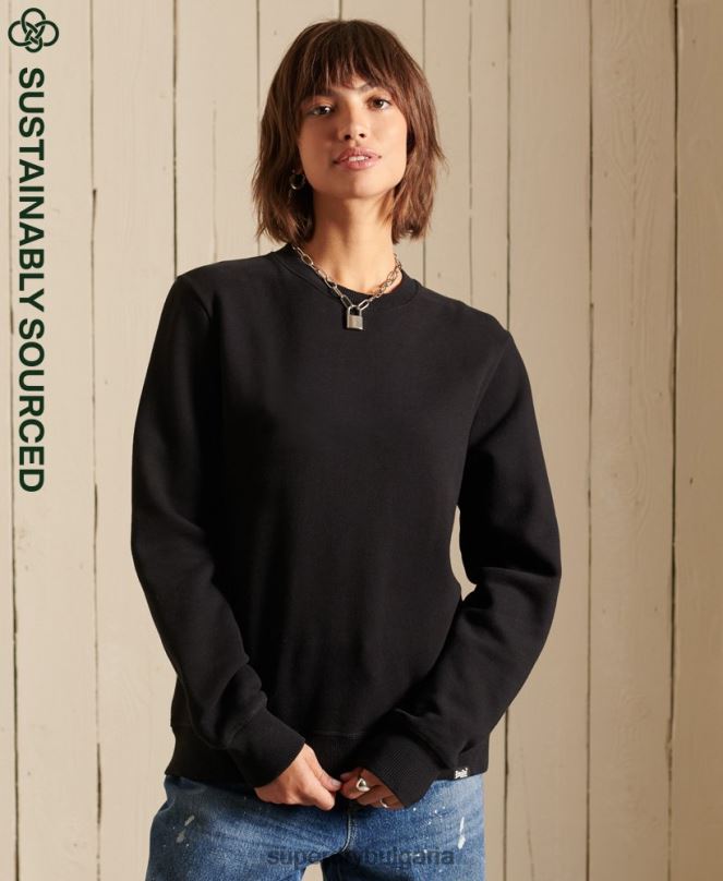 Superdry облекло N00H5814 черен Жени ретро суичър с лого от органичен памук