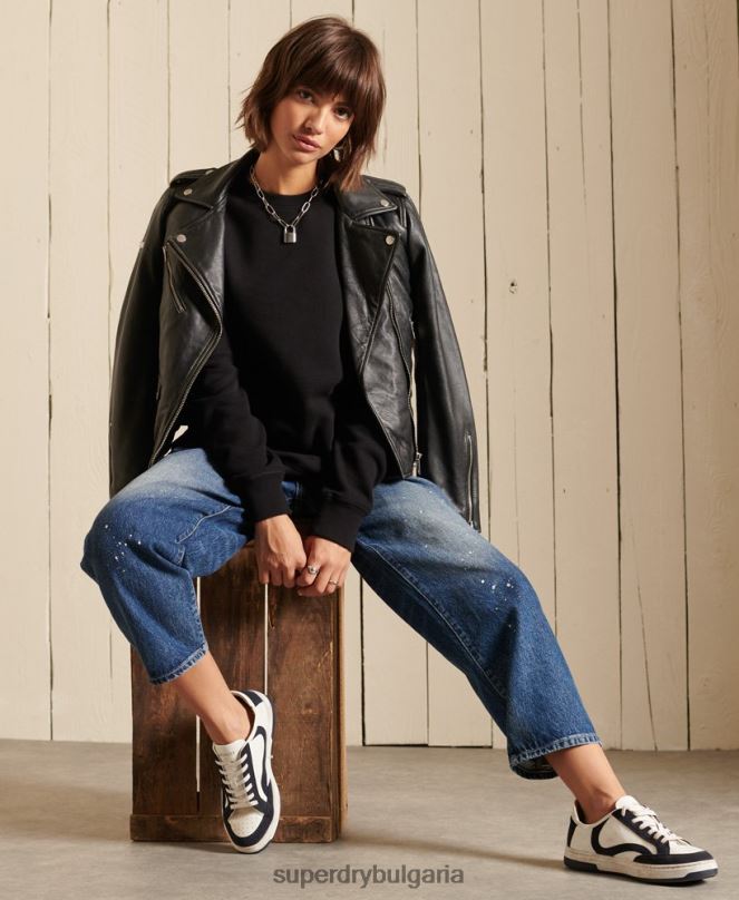 Superdry облекло N00H5814 черен Жени ретро суичър с лого от органичен памук