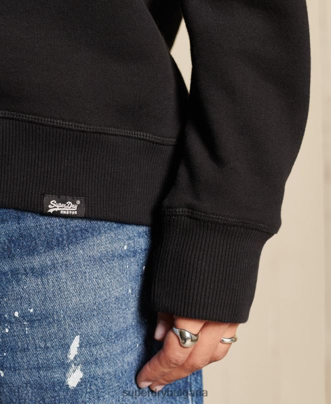 Superdry облекло N00H5814 черен Жени ретро суичър с лого от органичен памук