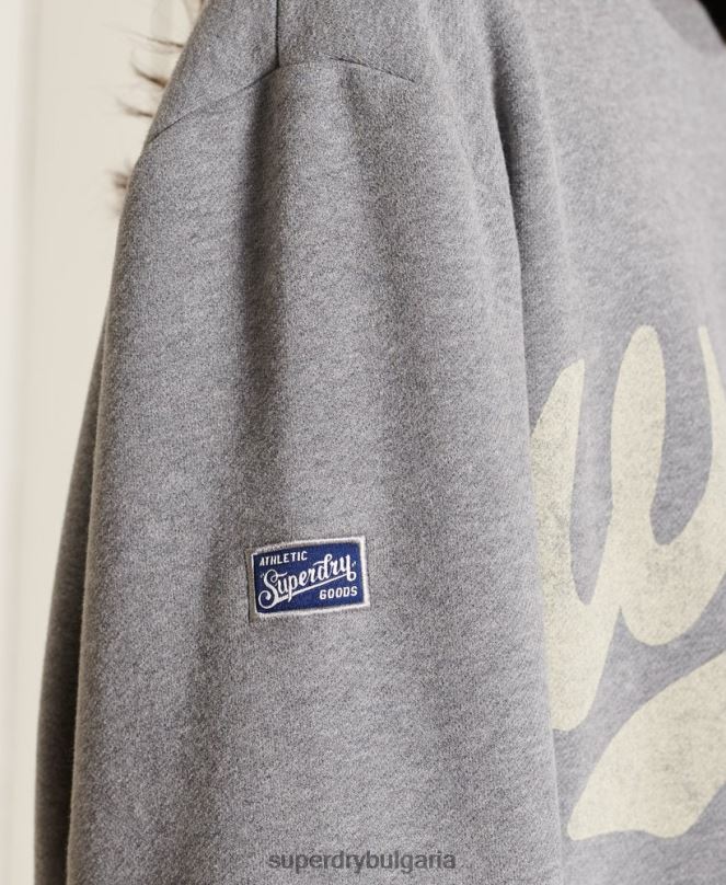 Superdry облекло N00H5815 тъмно сив Жени огромен суитшърт за студентски екип