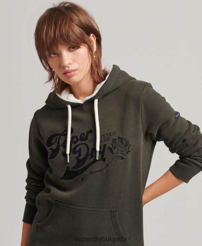Superdry облекло N00H5816 тъмно сив Жени гордост и крафт суичър