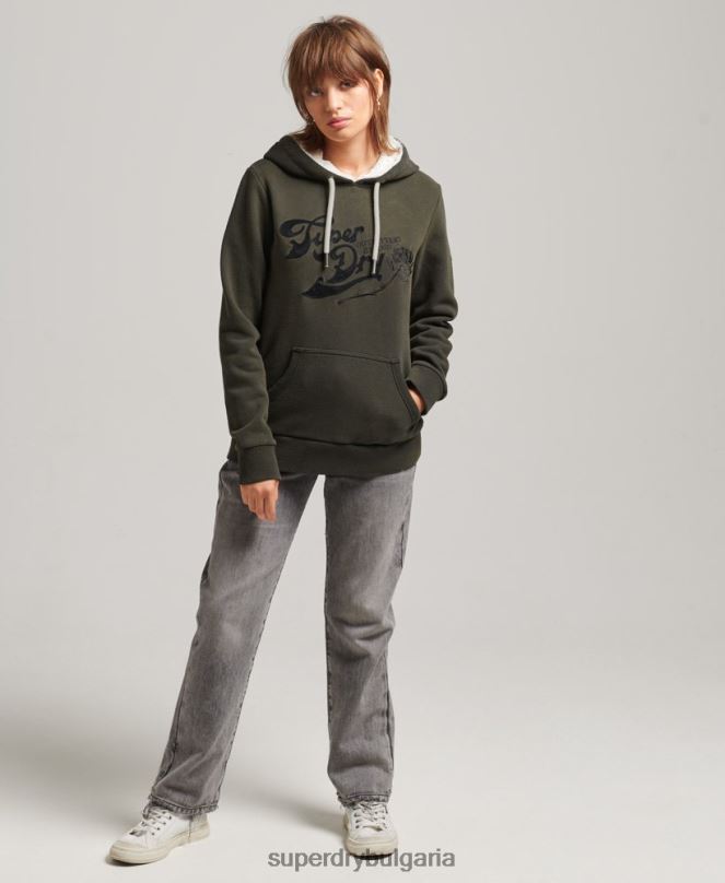 Superdry облекло N00H5816 тъмно сив Жени гордост и крафт суичър