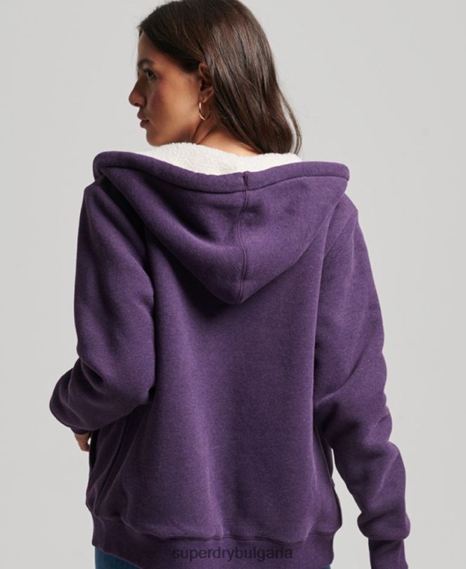 Superdry облекло N00H5818 лилаво Жени есенциална суичър с качулка с цип с подплата