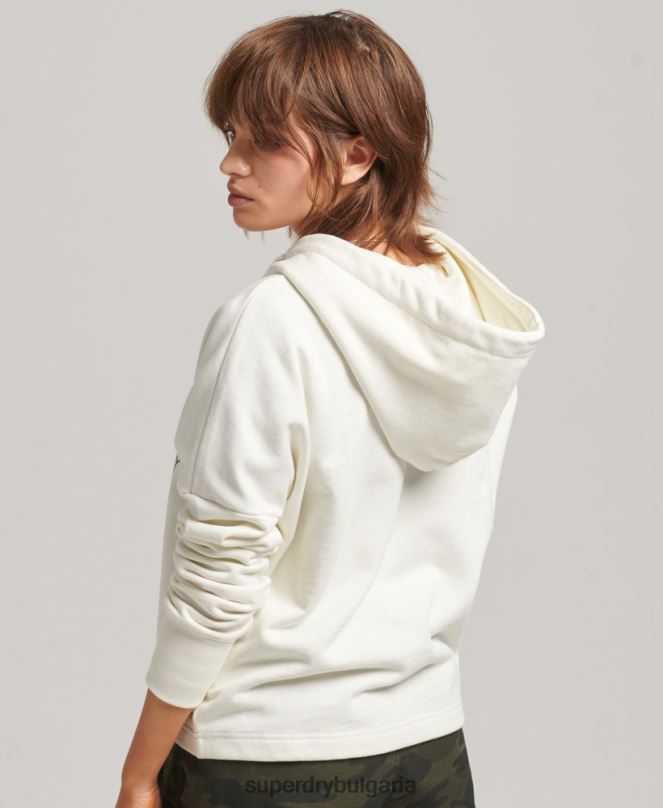 Superdry облекло N00H5819 бяло Жени суичър с кръпка за носталгия