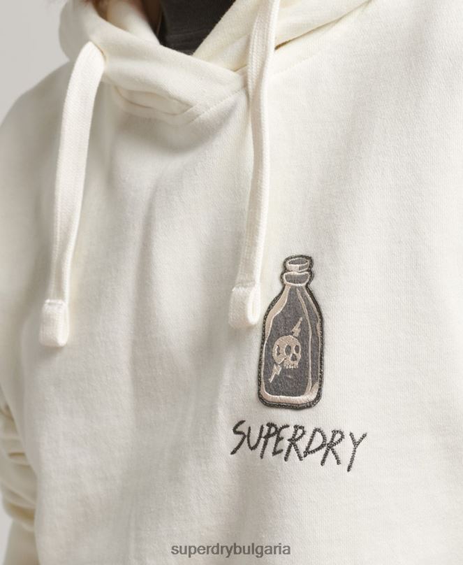 Superdry облекло N00H5819 бяло Жени суичър с кръпка за носталгия