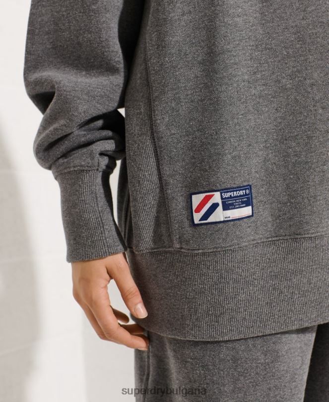 Superdry облекло N00H5820 тъмно сив Жени суитшърт от органичен памук